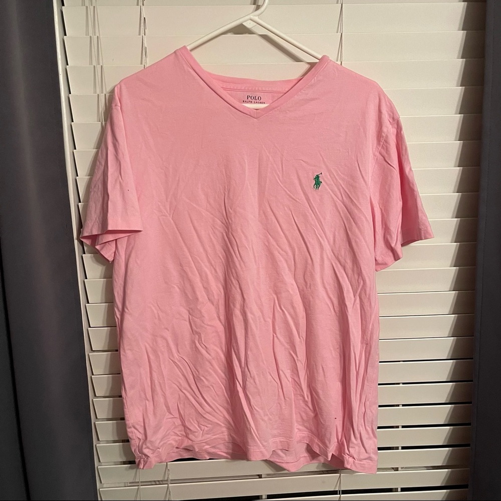 Ralph Lauren Men’s Polo V-Neck Tee Large Pink